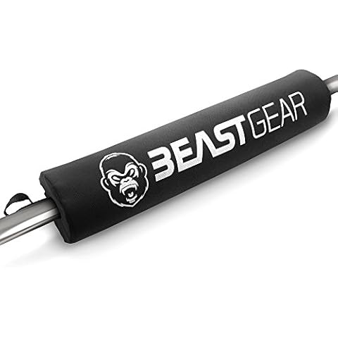 Beast Gear Barbell Pad - Heavy Duty, Weightlifting, Squat, and Hip Thrust Pads with Secure Hook & Loop Fastener - Cushioned Foam Protection for Weighted Bar Cover