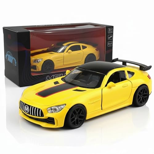 Image of SHAKTISM Die-Cast Metal Car Toy -1:36 Scale, Opening Doors, Pull Back Function, Collectible Toy, Racing Car for Kids Birthday Gift for Boys Girls (Yellow Benz GT Diecast)