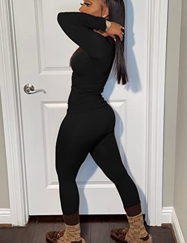 Image of BORIFLORS Women's 2 Piece Track Suits Outfits Workout Long Sleeve Top Jogger Legging Pants Sets