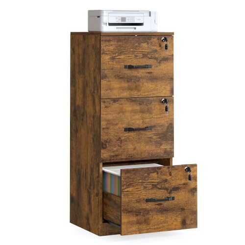 Image of VASAGLE 3 Drawer File Cabinet with Locks, for A4, Letter Sized Documents
