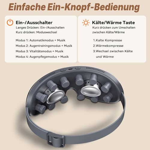 Appareil de massage oculaire chaud froid avec Bluetooth et compression pour relaxer vos yeux - 5