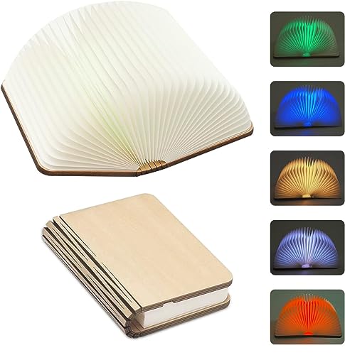 Image of Maharsh Wooden Book Light,Novelty Folding Book Lamp, Folding Night Light,USB Rechargeable Wooden Table Lamp,Magnetic Design- Creative Gift Home Office Decor for Family Girlfriend