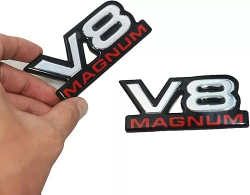 Image of Door Side Emblem 3D Badge Logo Stickers Nameplate Replacement for 1994-2000 V8 Magnum 2Pcs (Chrome Red)