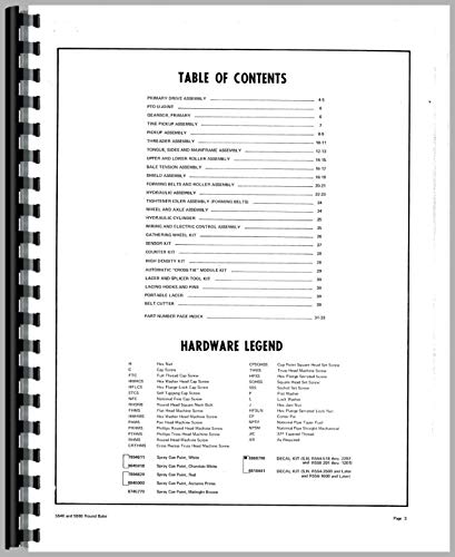 Hesston 5580 Round Baler Parts Manual