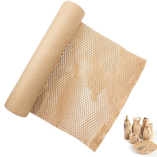 Rouleau de papier nid d'abeille - 30 cm x 10 m - Papier d'emballage nid d'abeille marron - Rouleau de papier kraft - Pour emballage, stockage et expédition de...