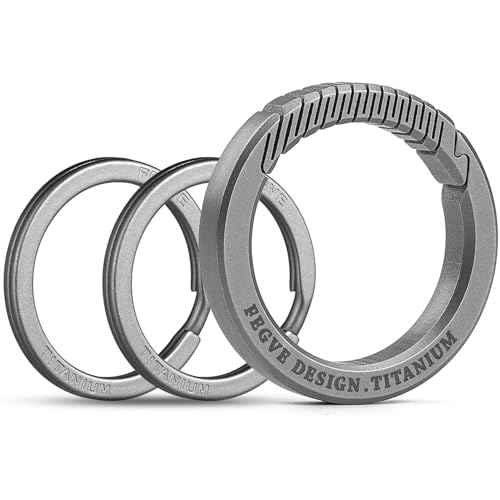 Image of FEGVE Integrated Titanium Round Carabiner Key Clip with 2 Key Rings