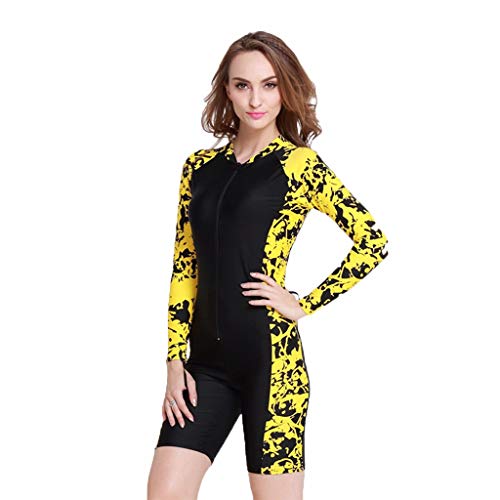 Iusun Women s One Piece Swimsuits Long Sleeve Boyleg Swimwear Snorkeling Surfing Swim Suit Zip Front Super Stretch Diving Wetsuit