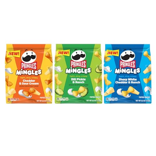 Image of Pringles Mingles Puffed Snacks, Variety Pack, Cheese Puffs, Salty Snacks (Pack of 6)