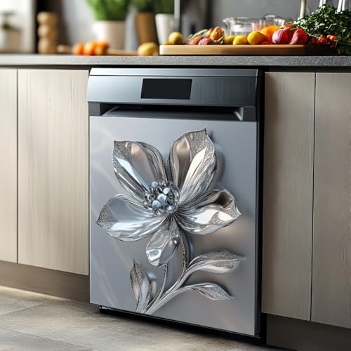 Calcomanías florales plateadas metálicas para electrodomésticos FACAIIO de PVC 7