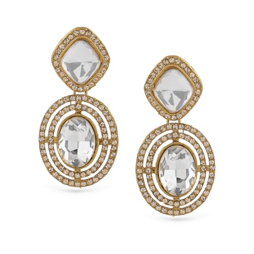 Image of Rubans Drop Earrings American Diamond Crystal Stylish Trendy Jewellery Gift for Women & Girls