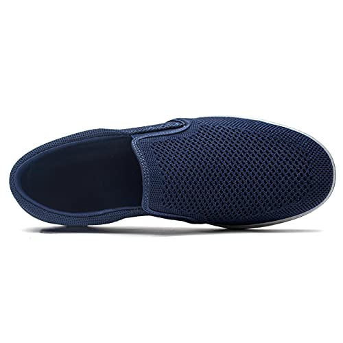 Konhill Men's Slip On Sneaker - Knit Walking Loafers Memory Foam Driving Work Skate Shoes Arch Support Slip Resistant Shoes 11.5 Us Navy,45.5 #TOP5