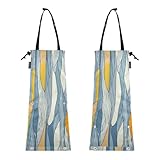 KLL Bolsas de basura para coche, paquete de 2 bolsas de basura para asiento de coche, estilo tribal, patrón de rayas grises, azules y amarillas