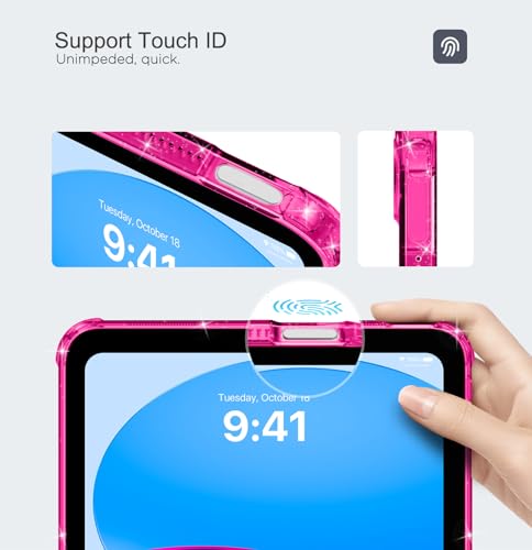 Image of MoKo Clear Case for iPad (A16) 11th Generation 2025, Magenta Glitter