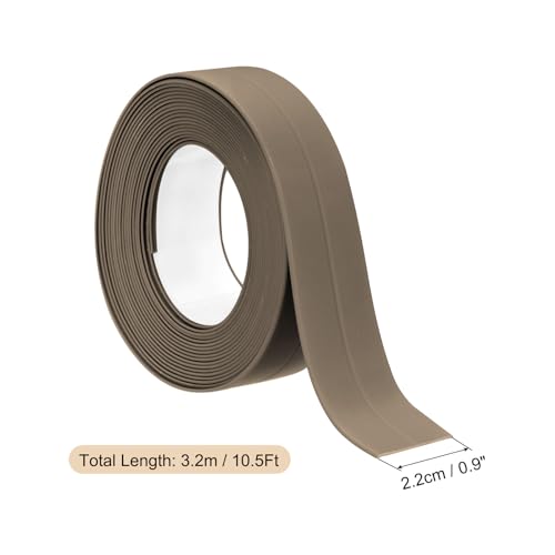 Image of Uxcell 2 Rolls Caulk Tape, 0.9 inch x 10.5Ft PVC Waterproof Self-Adhesive Sealing Strip for Kitchen Bathroom Toilet Sink Floor Corner Edge With Sealing Tool, Brown