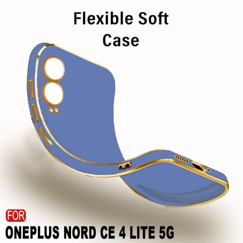 Image of AESTMO Back Case Cover for OnePlus Nord CE 4 Lite 5G Back Cover | Gold Electroplating Chrome | Raised Edges | Super Soft-Touch | Bumper Back Case for OnePlus Nord CE 4 Lite 5G (Gold & Blue)