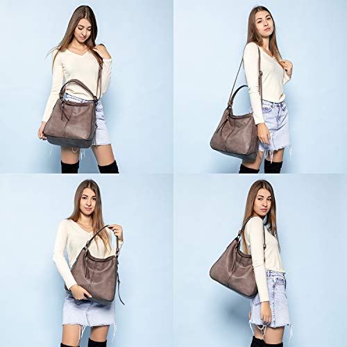 Image of Realer Hobo Crossbody Bags for Women Designer Faux Leather Hobo Handbags Retro Large Size Shoulder Bag Bucket Purse