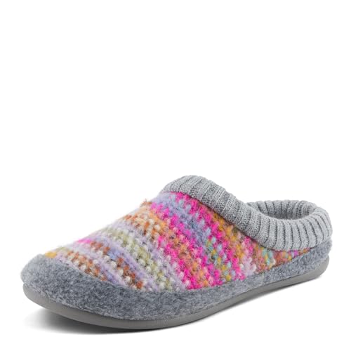 Flexus Women's GELINA Knitted Wool Slides with Recycled Materials, Comfortable Fit, and Rubber Outsole