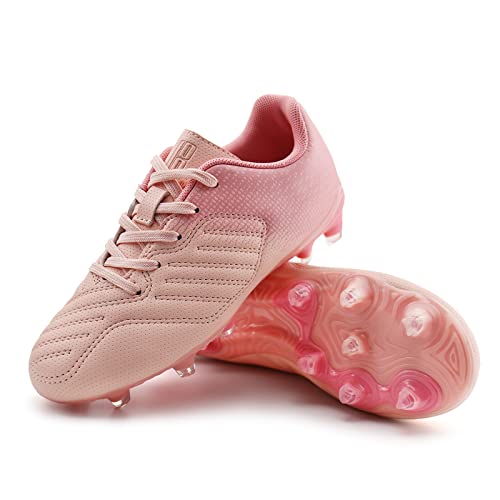 Brooman Kids Soccer Cleats Boys Girls Athletic Outdoor Football Shoes (13,Pink) #TOP2