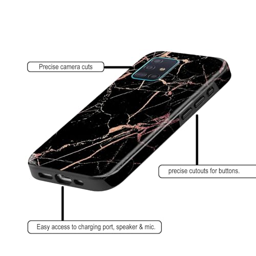 Image of COLORflow Back Cover Compatible with Samsung Galaxy A71 | Beautiful Black Golden Marble | Designer Printed Glossy Armoured Bumper Back Cover Compatible with Samsung Galaxy A71