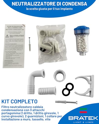 Bratek Filtro Neutralizzatore Condensa Caldaia - Filtro Neutralizzatore Di Condensa Acida Per Caldaia A Condensazione Fino A 35Kw - Neutralizza La Acidità Facendo Rientrare Il Ph Nei Limiti Di Legge - 6