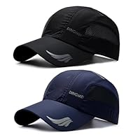 AYPOW Cappellini da Baseball da Uomo, 2 Pack Cappello da Sole Casual Asciugatura Rapida, Cappello da Baseball Traspirante con Fibbia Regolabile Chiusura - 56-60CM
