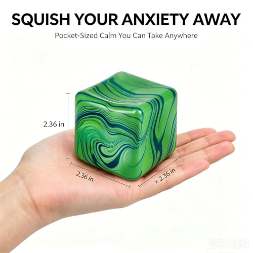 1 Pack Fidget Toys Squishy Stress Cube, Stress Balls for Kids Adults Squishies Stress Relief, Ice Sugar Sensory Toys for Kids with Autism, Fidgets for Classroom Prize Toys(Green,1 Pack) - Image 3