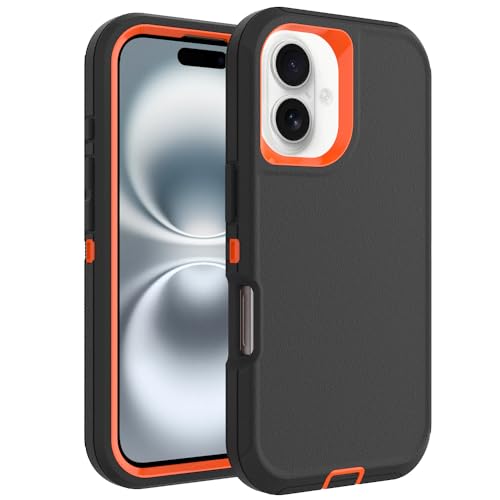 Image of Rugged Case Compatible with iPhone 17 | Heavy-Duty Shockproof Protective Cover, Black+Orange