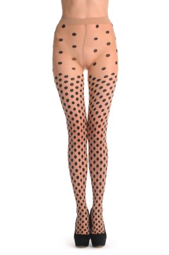 LissKiss Black Woven Polka Dot On Nude - Beige Spotty Pantyhose (Tights)3
