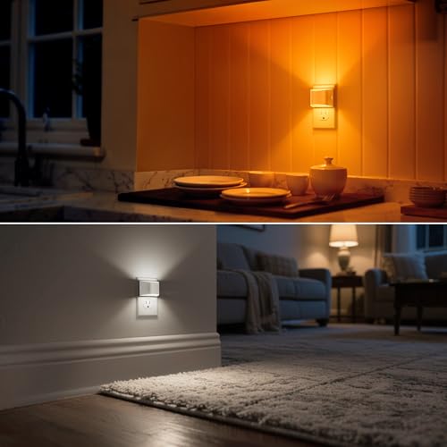 Image of DORESshop LED Night Light[2 Pack], White Night Lights Plug into Wall, 3 Level Brightness Adjustable Plug in Night Light, Dusk to Dawn Sensor, Nightlights for Adults, Bedroom, Bathroom, Hallway, 3CCT