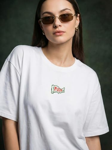 Image of JUNEBERRY Women's Pure Cotton Drop Shoulder Printed T-Shirt | Oversized Baggy Fit Half Sleeve Round Neck Graphic Tee (S-XXL)