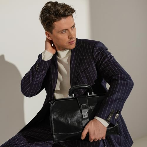 Time Resistance Leather Briefcase Black