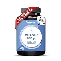 Chrome 200 µg – Picolinate de chrome hautement dosé – 180 comprimés vegan (6 mois de cure) – Maintien d’une glycémie normale – Fabriqué en France – Vitavea