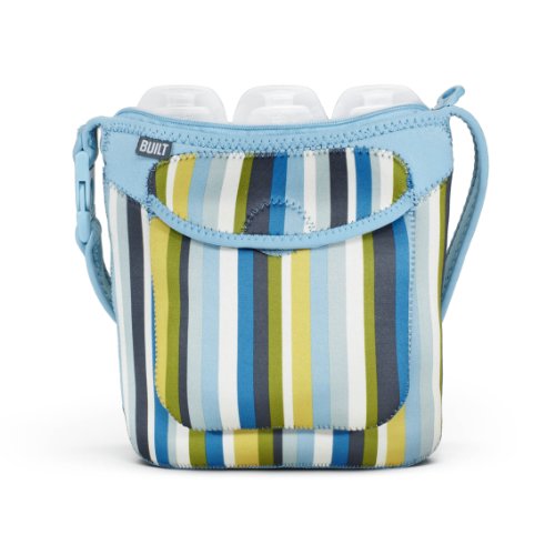 Built Bottle Buddy Three Bottle Tote, in Baby Blue Stripe