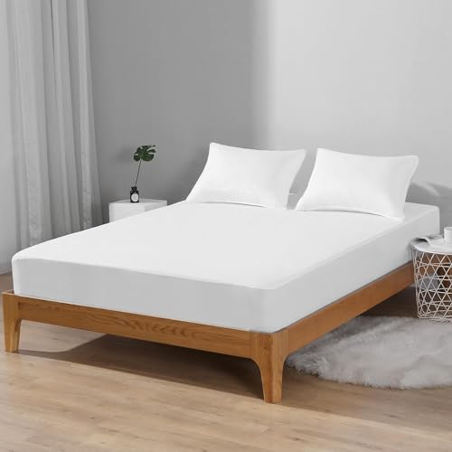 Image of Trance Home Linen Premium 220 GSM+ 78 X 36 (Single Customized) Cotton Waterproof Mattress Protector | Non-Toxic Bed Protector | Mattresses Cover (White, Single Sizes Customization)