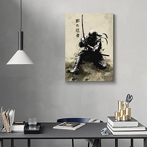 Gengsheng Japanese Ink Bushido Ninja Posters Canvas Painting Vintage Print Wall Art Character Pictures Decoration Living Room Home Decor Unframed 16 X24 Inches thumb #1