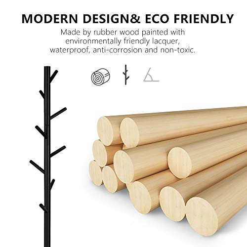 image for Alotpower Wooden Tree Coat Rack Stand, 3 Adjustable Sizes, 8 Hooks - S