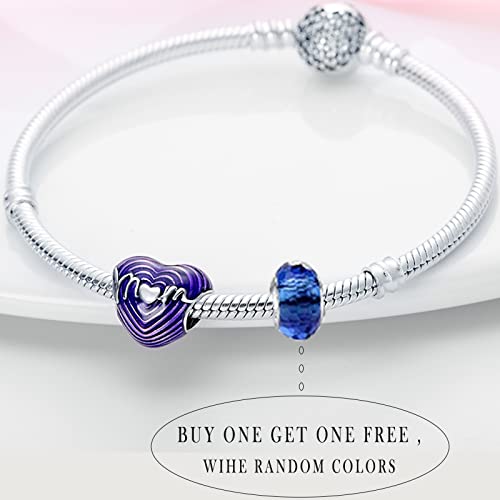 Happystar “I Love Mom” Bead Charm Fits Charm Bracelet Necklaces 925 Sterling Silver Bangle Bead Mother's Day Gifts For Women & Friends（With One Spacer Bead Charms） #TOP3