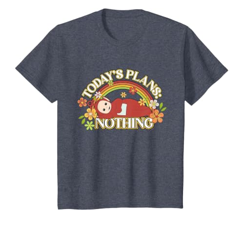 Teletubbies Today's Plans Nothing Po Vintage Floral T-Shirt, Youth, Heather Blue, 4T