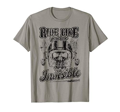 Vintage Biker Motorcycle Skull Ride Invisible Bike Graphic Maglietta