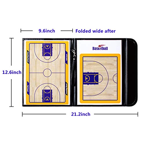 Firelong Basketball Coaching Board Coaches Tactics Clipboard Kit, Tactical Layout Notebook, Pu Leather Cover, Dry-Erase Strategy Magnetic Clipboard With Notepage (Black) #TOP1