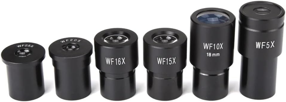 Microscope Accessories Kit Microscope Eyepieces Biological Microscope Eyepieces WF5X 10X 15X 16X 20X 25X 30X Wide-Angle Eyepiece, Mounting Size 23.2mm Microscope Slides(WF5X-20mm)