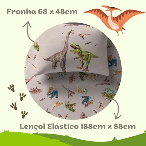 Jogo Simples Doce Vida Jurassic, Portallar, Solteiro, Multicor