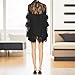 Women Lace Long Sleeve Mini Dress Y2k Sexy See Through Mesh Sheer Spring Short Dresses Party Night Out Club Cocktail (Black, S)
