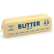 Genuine Fred BUTTER ME UP Silicone Pouch, Soft Flexible Material with Zipper Closure, For desk supplies, makeup, cords, travel essentials, 7.5 x 2 x 2.4 Inch
