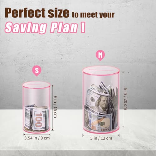 image for Hicocool Clear Piggy Bank for Adults Kids Must Break to Open, Pink Acr