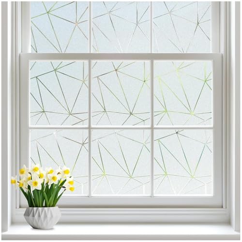 rabbitgoo Static Cling Window Privacy Film, Clear Triangle, 35.4" x 157.4"