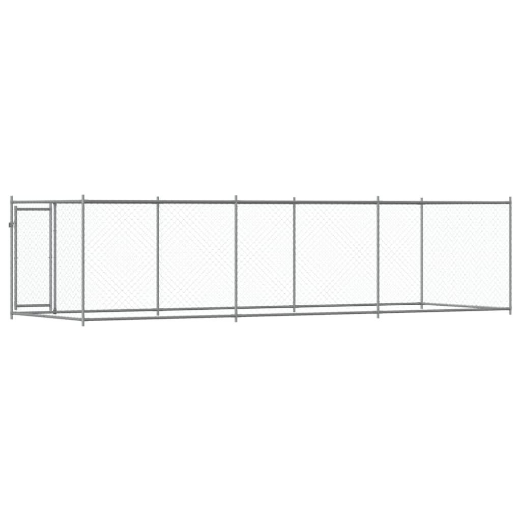 Käfig für Hunde, grau, 6 x 2 x 1,5 m, verzinkter Stahl
