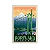 Vintage City Landschaft Poster Portland Oregon Poster 