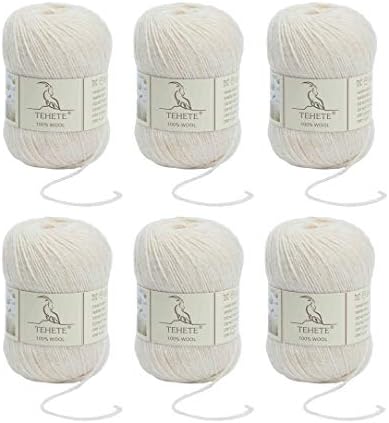 TEHETE 100% Wool Yarn for Knitting and Crochet Yarn, 3ply, Soft and Luxurious Set of 6-Green