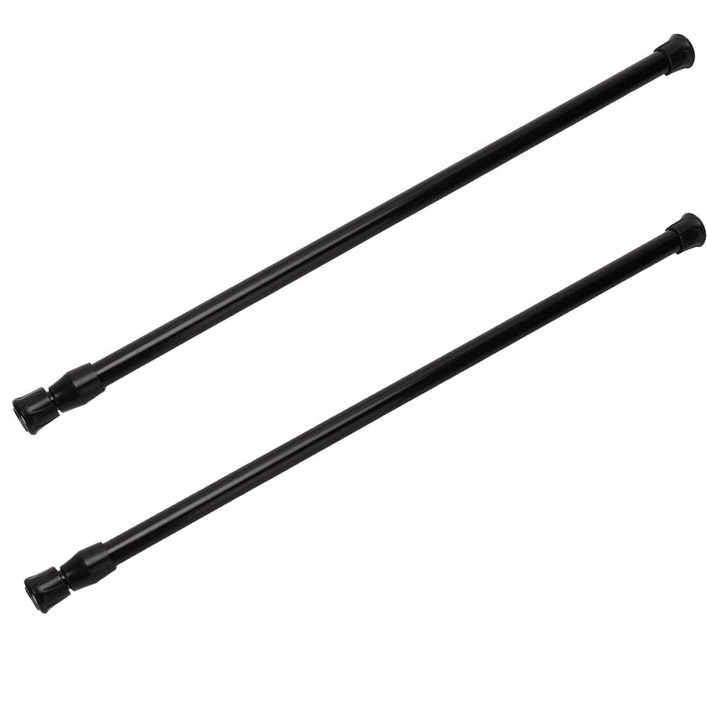 4 Pezzi Bastone per Tende Estensibile, 40-70 cm Bastoni Tende Fissaggio Senza Trapano Bacchette Tende a Molla Asta Telescopica Doccia per Bagno, Cucina, Balcone, Nero